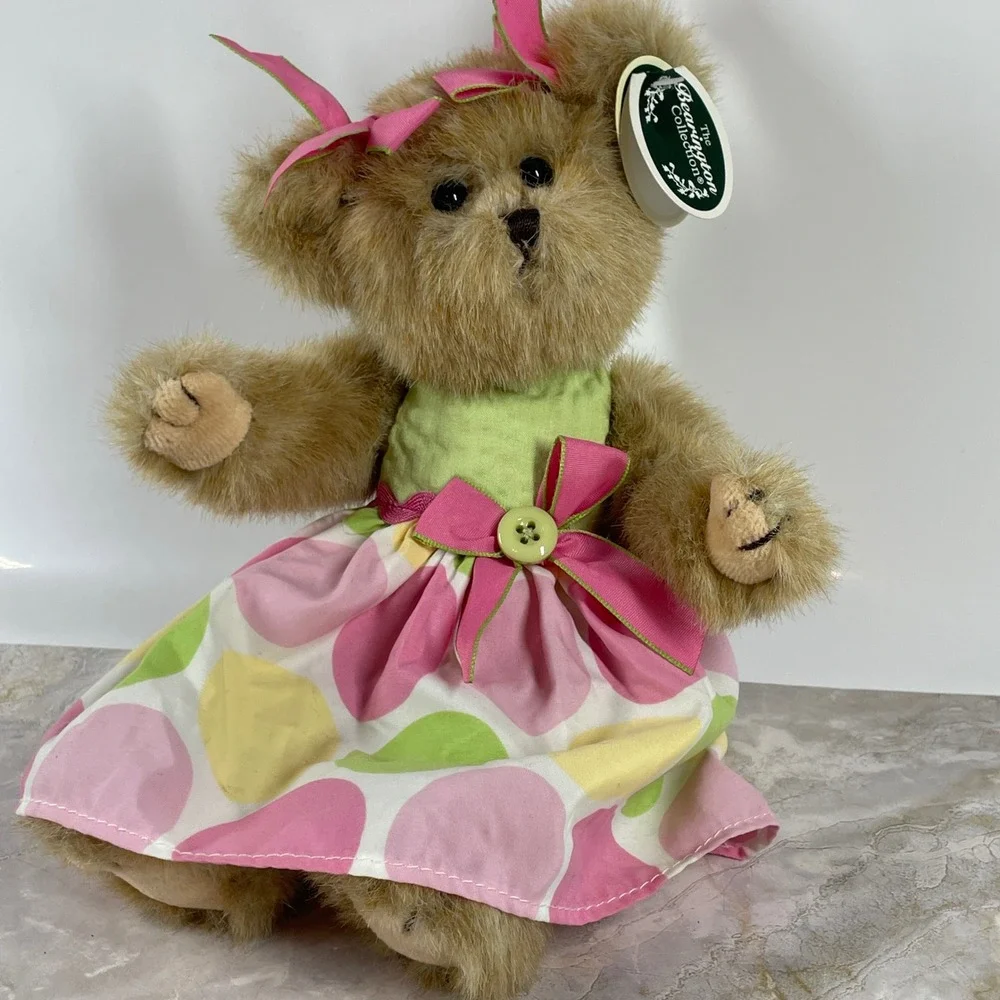 Vintage Bearington Collection Bella Buttons Teddy Bear Polka Dot Dress Plush